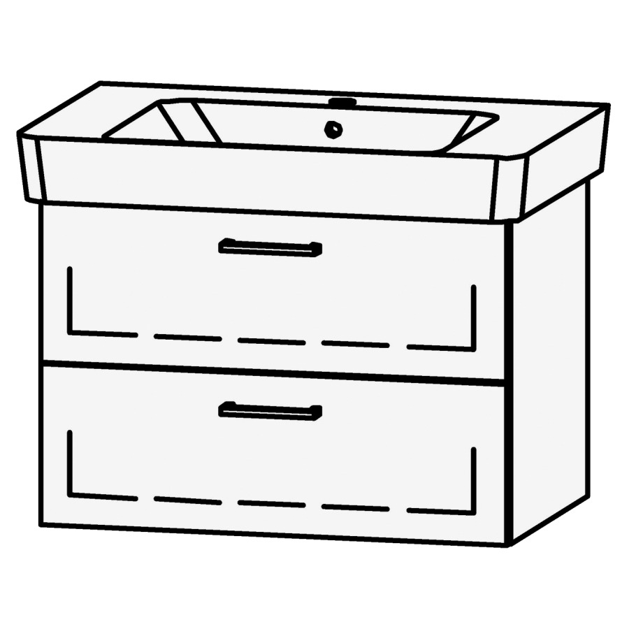 Élément inférieur
Vanity Renova Plan 75
69 x 50 x 44,3 cm
élément avec 2 tiroirs
extrait complet avec Blumotion
1 cache-siphon