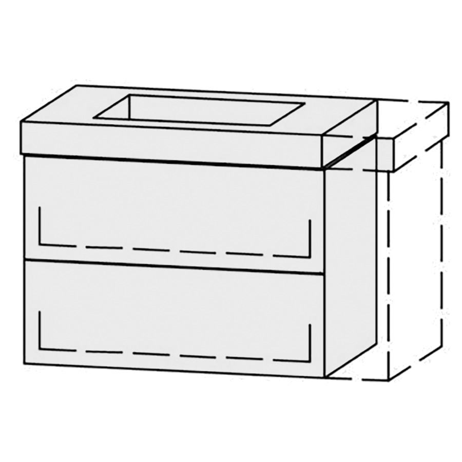 Élément inférieur  Vanity Keramik Pasofino 
79.8-98.8 x 55 cm
élément de tiroir, 2&nbsp;tiroirs
avec Blumotion, Legrabox noir
pour 1&nbsp;lavabo, 1 cache-siphon