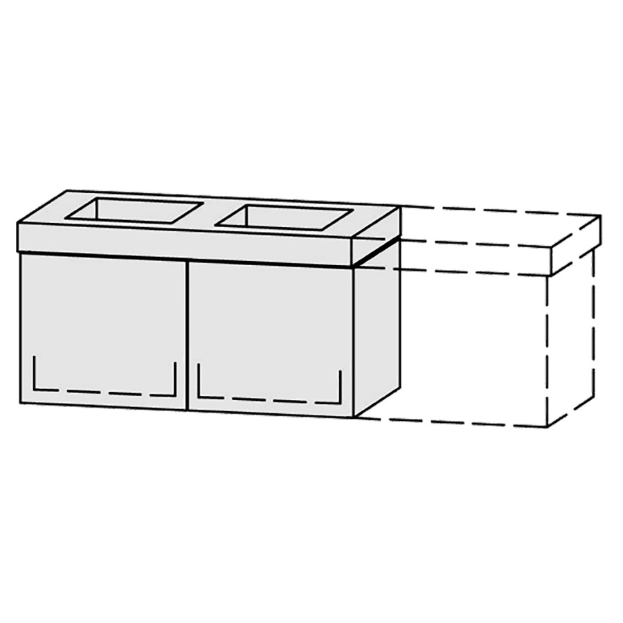 Élément inférieur  Vanity Keramik Pasofino 
99.8-128.8 x 45 cm
2&nbsp;éléments de tiroir, 1&nbsp;tiroir chacune
avec Blumotion, Legrabox noir
pour 2&nbsp;lavabos, sans cache-siphon