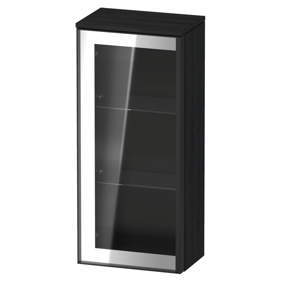 Armoire mi-haute VITRIUM
40 x 89.9 x 26.2 cm
armoire de tablette, 1&nbsp;porte charnière à gauche
2&nbsp;tablettes en verre, front verre parsol gris