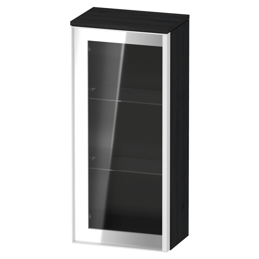 Armoire mi-haute VITRIUM
40 x 89.9 x 26.2 cm
armoire de tablette, 1&nbsp;porte charnière à gauche
2&nbsp;tablettes en verre, front verre parsol gris