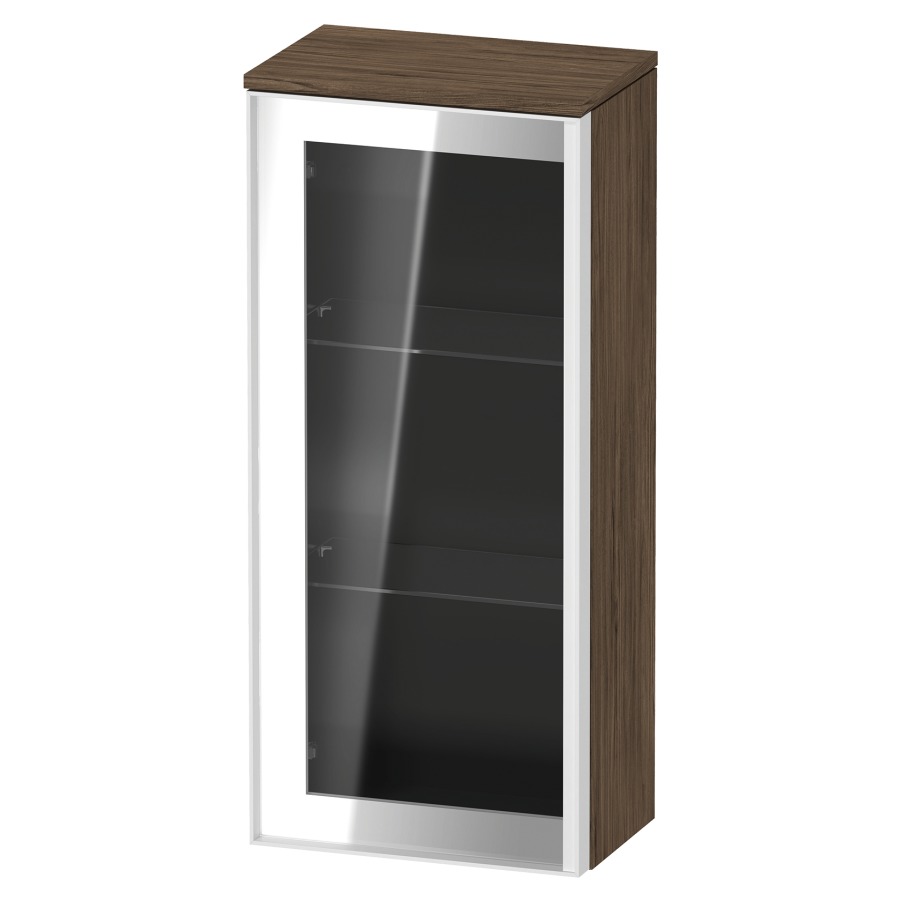 Armoire mi-haute VITRIUM
40 x 89.9 x 26.2 cm
armoire de tablette, 1&nbsp;porte charnière à gauche
2&nbsp;tablettes en verre, front verre parsol gris