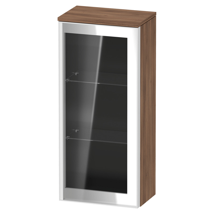 Armoire mi-haute VITRIUM
40 x 89.9 x 26.2 cm
armoire de tablette, 1&nbsp;porte charnière à droite
2&nbsp;tablettes en verre, front verre parsol gris