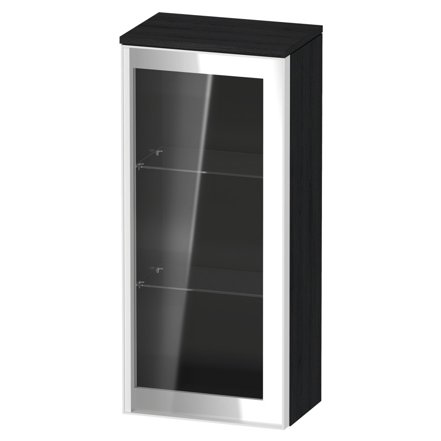 Armoire mi-haute VITRIUM
40 x 89.9 x 26.2 cm
armoire de tablette, 1&nbsp;porte charnière à droite
2&nbsp;tablettes en verre, front verre parsol gris