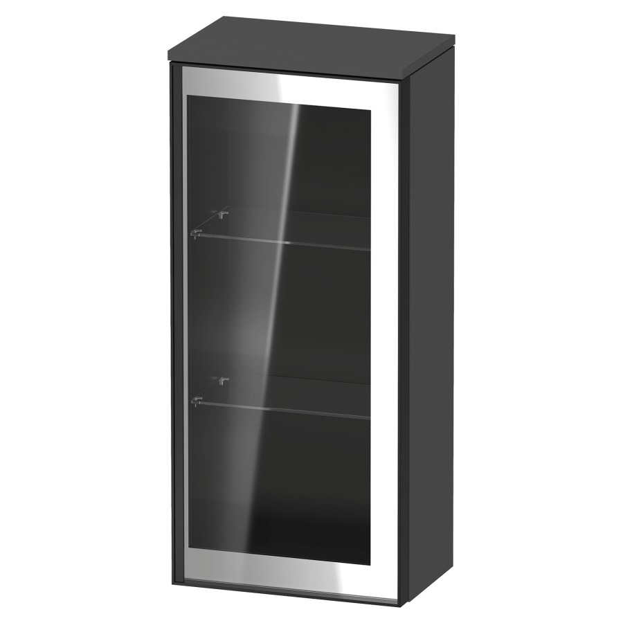 Armoire mi-haute VITRIUM
40 x 89.9 x 26.2 cm
armoire de tablette, 1&nbsp;porte charnière à droite
2&nbsp;tablettes en verre, front verre parsol gris