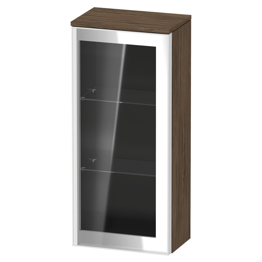 Armoire mi-haute VITRIUM
40 x 89.9 x 26.2 cm
armoire de tablette, 1&nbsp;porte charnière à droite
2&nbsp;tablettes en verre, front verre parsol gris