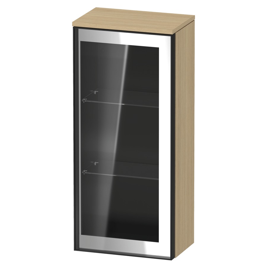 Armoire mi-haute VITRIUM
40 x 89.9 x 26.2 cm
armoire de tablette, 1&nbsp;porte charnière à droite
2&nbsp;tablettes en verre, front verre parsol gris