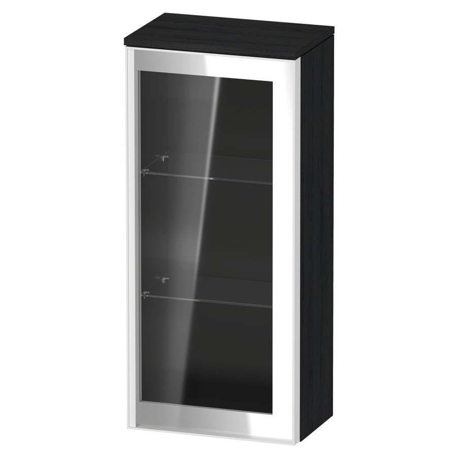 Armoire mi-haute VITRIUM
40 x 89.9 x 26.2 cm
armoire de tablette, 1&nbsp;porte charnière à droite
2&nbsp;tablettes en verre, front verre parsol gris
avec éclairage intérieur
l'éclairage intérieur ne peut être commandé 
que par le miroir/l'armoire de toilette
dans la version "commande par
capteur de l'éclairage intérieur"