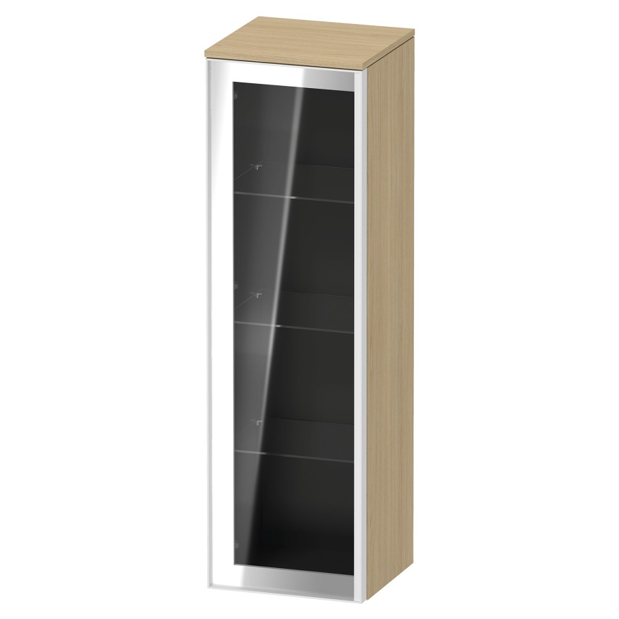 Armoire mi-haute VITRIUM
40 x 133.9 x 38.2 cm
armoire de tablette, 1&nbsp;porte charnière à gauche
3&nbsp;tablettes en verre, front verre parsol gris