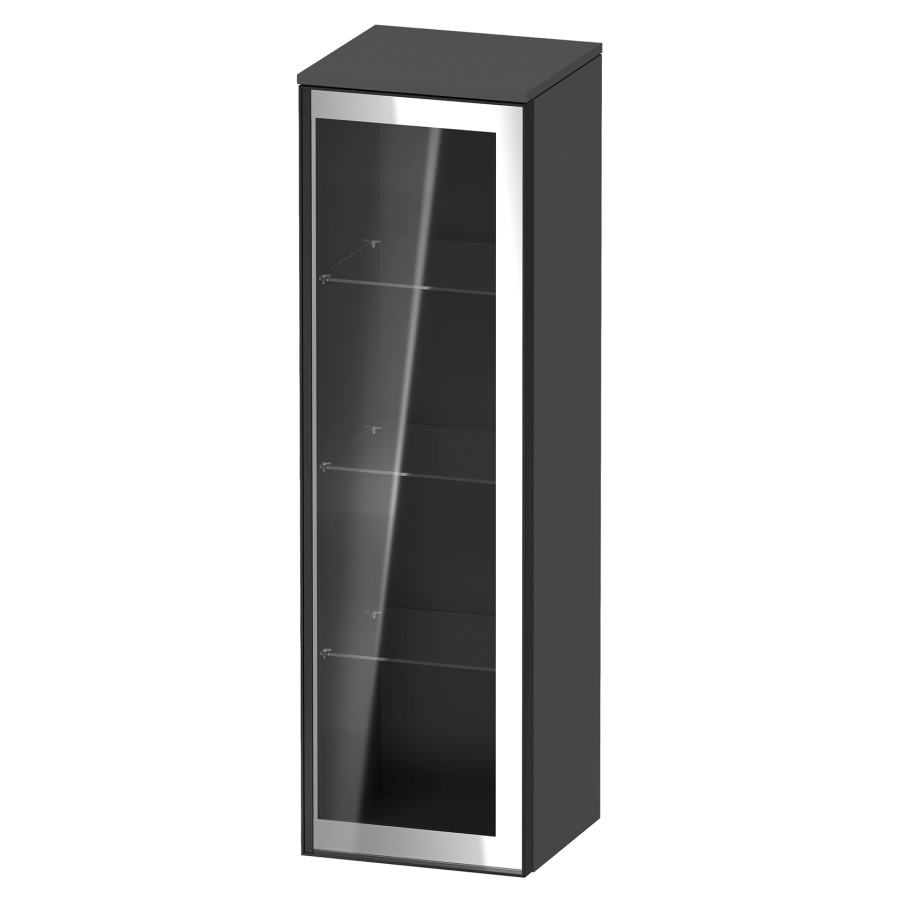 Armoire mi-haute VITRIUM
40 x 133.9 x 38.2 cm
armoire de tablette, 1&nbsp;porte charnière à droite
3&nbsp;tablettes en verre, front verre parsol gris