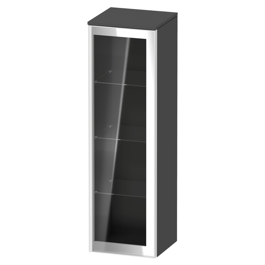 Armoire mi-haute VITRIUM
40 x 133.9 x 38.2 cm
armoire de tablette, 1&nbsp;porte charnière à droite
3&nbsp;tablettes en verre, front verre parsol gris