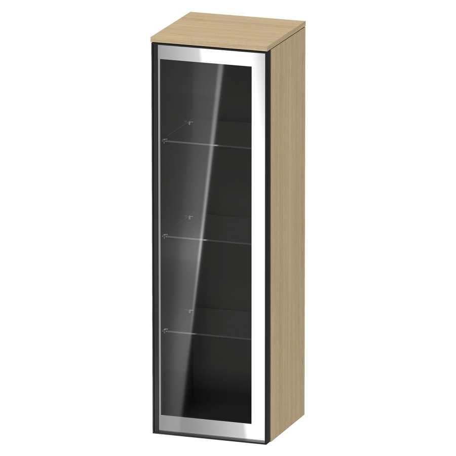 Armoire mi-haute VITRIUM
40 x 133.9 x 38.2 cm
armoire de tablette, 1&nbsp;porte charnière à droite
3&nbsp;tablettes en verre, front verre parsol gris