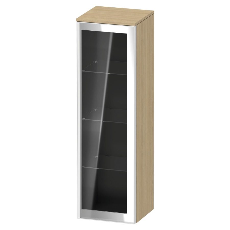 Armoire mi-haute VITRIUM
40 x 133.9 x 38.2 cm
armoire de tablette, 1&nbsp;porte charnière à droite
3&nbsp;tablettes en verre, front verre parsol gris