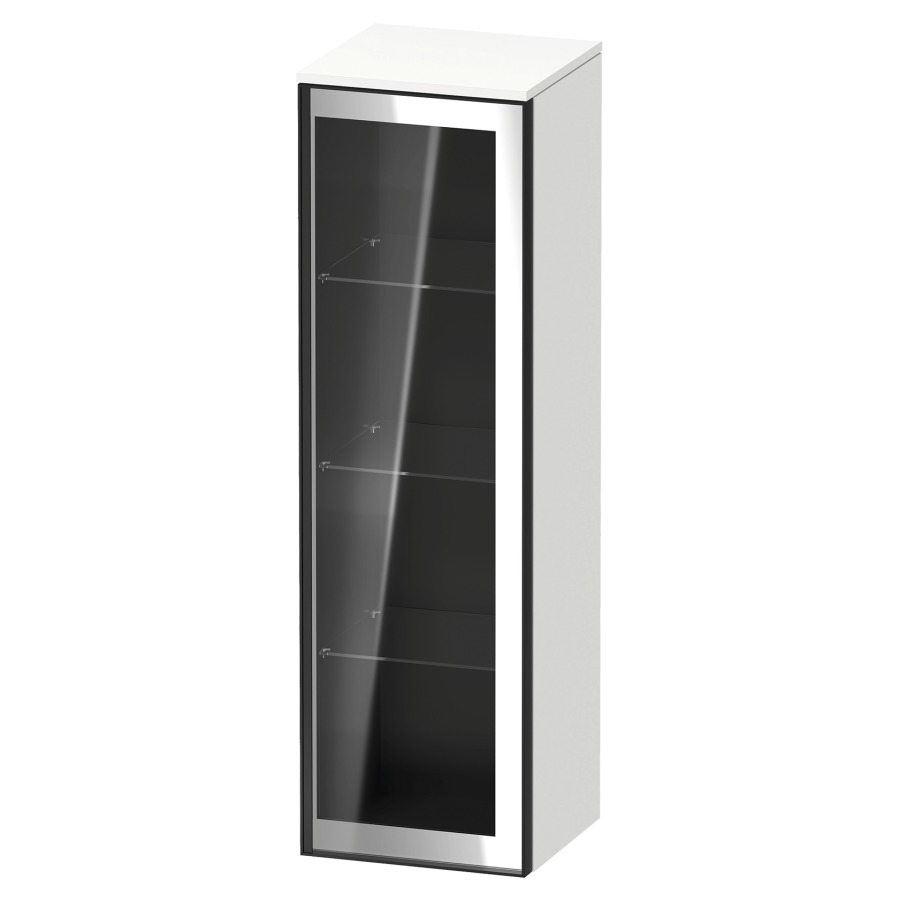 Armoire mi-haute VITRIUM
40 x 133.9 x 38.2 cm
armoire de tablette, 1&nbsp;porte charnière à droite
3&nbsp;tablettes en verre, front verre parsol gris
avec éclairage intérieur
l'éclairage intérieur ne peut être commandé 
que par le miroir/l'armoire de toilette
dans la version "commande par
capteur de l'éclairage intérieur"