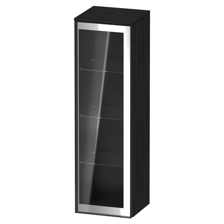 Armoire mi-haute VITRIUM
40 x 133.9 x 38.2 cm
armoire de tablette, 1&nbsp;porte charnière à droite
3&nbsp;tablettes en verre, front verre parsol gris
avec éclairage intérieur
l'éclairage intérieur ne peut être commandé 
que par le miroir/l'armoire de toilette
dans la version "commande par
capteur de l'éclairage intérieur"