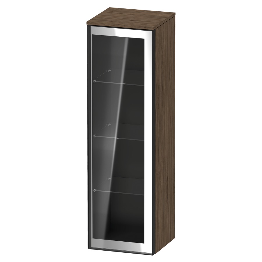 Armoire mi-haute VITRIUM
40 x 133.9 x 38.2 cm
armoire de tablette, 1&nbsp;porte charnière à droite
3&nbsp;tablettes en verre, front verre parsol gris
avec éclairage intérieur
l'éclairage intérieur ne peut être commandé 
que par le miroir/l'armoire de toilette
dans la version "commande par
capteur de l'éclairage intérieur"