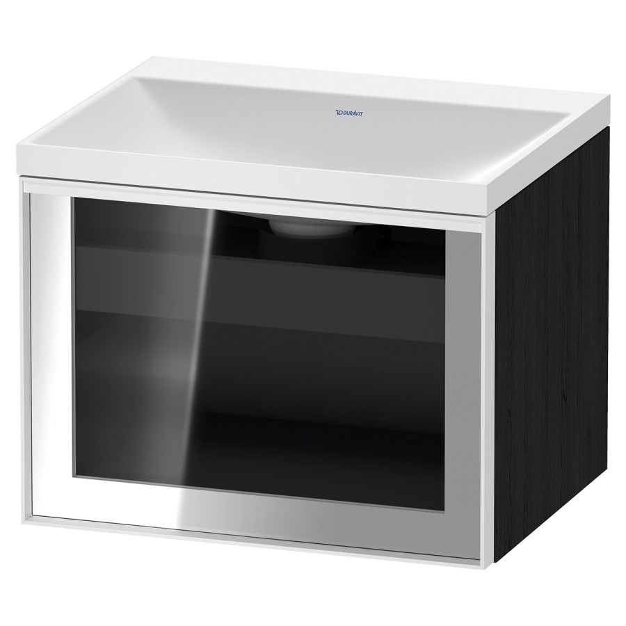 Combinaison de meuble VITRIUM
60 x 48.1 x 47.9 cm
élément de tiroir, 1&nbsp;tiroir
1&nbsp;tiroir intérieur, avec fonte minérale 
lavabo DuroCast, sans trop-plein
sans trou de robinetterie
avec siphon gain de place et vidage 
front verre parsol gris