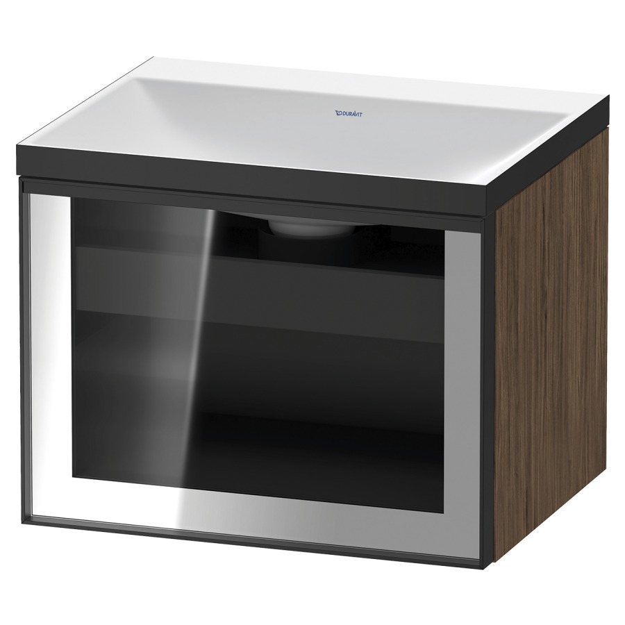 Combinaison de meuble VITRIUM
60 x 48.1 x 47.9 cm
élément de tiroir, 1&nbsp;tiroir
1&nbsp;tiroir intérieur, avec fonte minérale 
lavabo DuroCast, sans trop-plein
sans trou de robinetterie
avec siphon gain de place et vidage 
front verre parsol gris