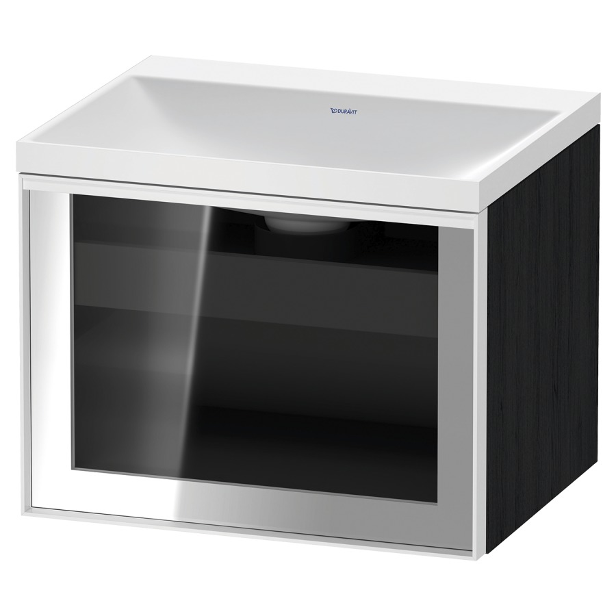 Combinaison de meuble VITRIUM
60 x 48.1 x 47.9 cm
élément de tiroir, 1&nbsp;tiroir
1&nbsp;tiroir intérieur, avec fonte minérale 
lavabo DuroCast, sans trop-plein
sans trou de robinetterie
avec siphon gain de place et vidage 
front verre parsol gris
avec éclairage intérieur
l'éclairage intérieur ne peut être commandé 
que par le miroir/l'armoire de toilette
dans la version "commande par
capteur de l'éclairage intérieur"