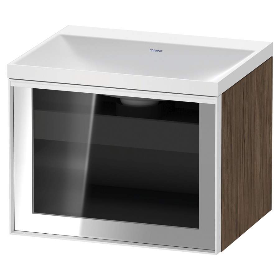 Combinaison de meuble VITRIUM
60 x 48.1 x 47.9 cm
élément de tiroir, 1&nbsp;tiroir
1&nbsp;tiroir intérieur, avec fonte minérale 
lavabo DuroCast, sans trop-plein
sans trou de robinetterie
avec siphon gain de place et vidage 
front verre parsol gris
avec éclairage intérieur
l'éclairage intérieur ne peut être commandé 
que par le miroir/l'armoire de toilette
dans la version "commande par
capteur de l'éclairage intérieur"