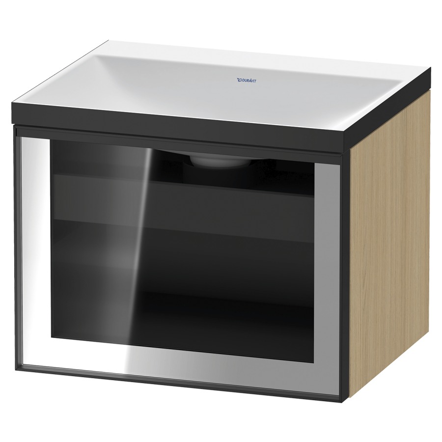 Combinaison de meuble VITRIUM
60 x 48.1 x 47.9 cm
élément de tiroir, 1&nbsp;tiroir
1&nbsp;tiroir intérieur, avec fonte minérale 
lavabo DuroCast, sans trop-plein
sans trou de robinetterie
avec siphon gain de place et vidage 
front verre parsol gris
avec éclairage intérieur
l'éclairage intérieur ne peut être commandé 
que par le miroir/l'armoire de toilette
dans la version "commande par
capteur de l'éclairage intérieur"