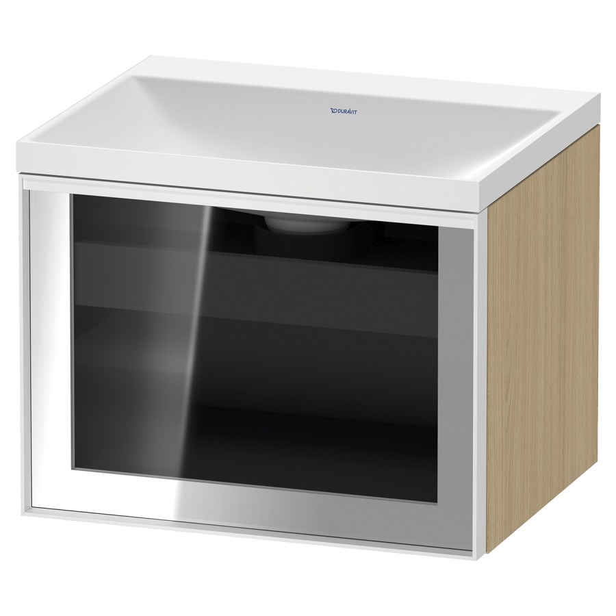 Combinaison de meuble VITRIUM
60 x 48.1 x 47.9 cm
élément de tiroir, 1&nbsp;tiroir
1&nbsp;tiroir intérieur, avec fonte minérale 
lavabo DuroCast, sans trop-plein
sans trou de robinetterie
avec siphon gain de place et vidage 
front verre parsol gris
avec éclairage intérieur
l'éclairage intérieur ne peut être commandé 
que par le miroir/l'armoire de toilette
dans la version "commande par
capteur de l'éclairage intérieur"