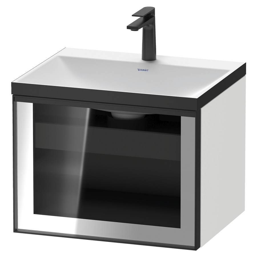 Combinaison de meuble VITRIUM
60 x 48.1 x 47.9 cm
élément de tiroir, 1&nbsp;tiroir
1&nbsp;tiroir intérieur, avec fonte minérale 
lavabo DuroCast, sans trop-plein
1 trou de robinetterie
avec siphon gain de place et vidage 
front verre parsol gris