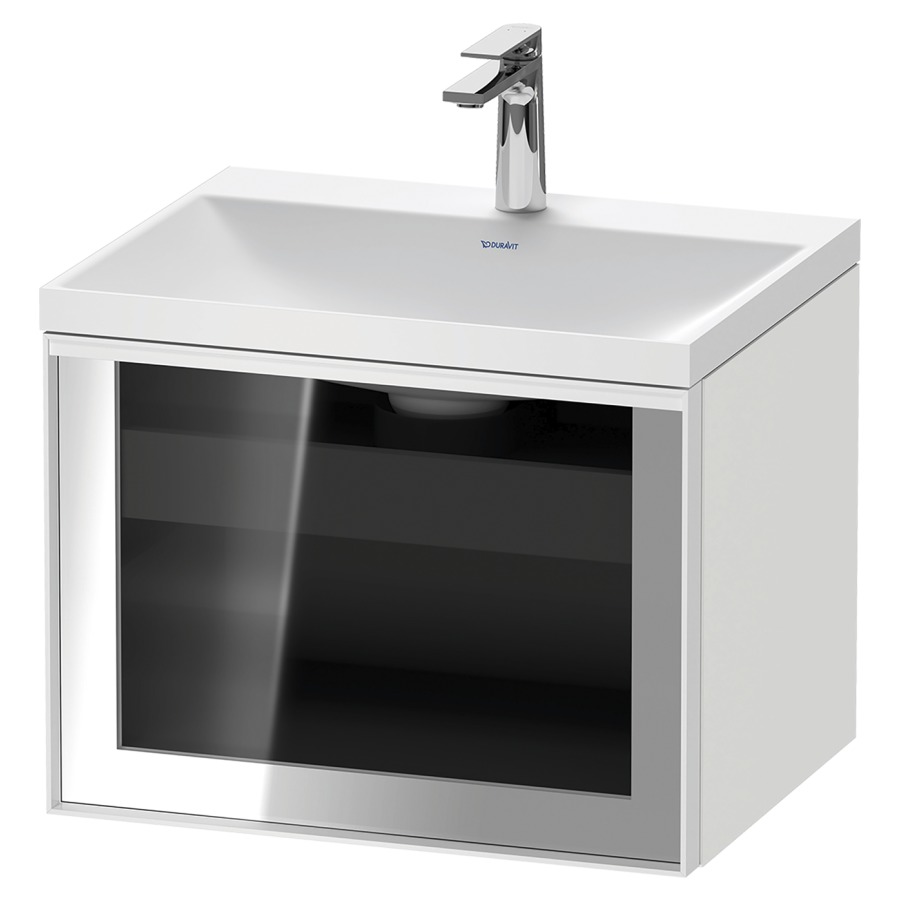 Combinaison de meuble VITRIUM
60 x 48.1 x 47.9 cm
élément de tiroir, 1&nbsp;tiroir
1&nbsp;tiroir intérieur, avec fonte minérale 
lavabo DuroCast, sans trop-plein
1 trou de robinetterie
avec siphon gain de place et vidage 
front verre parsol gris