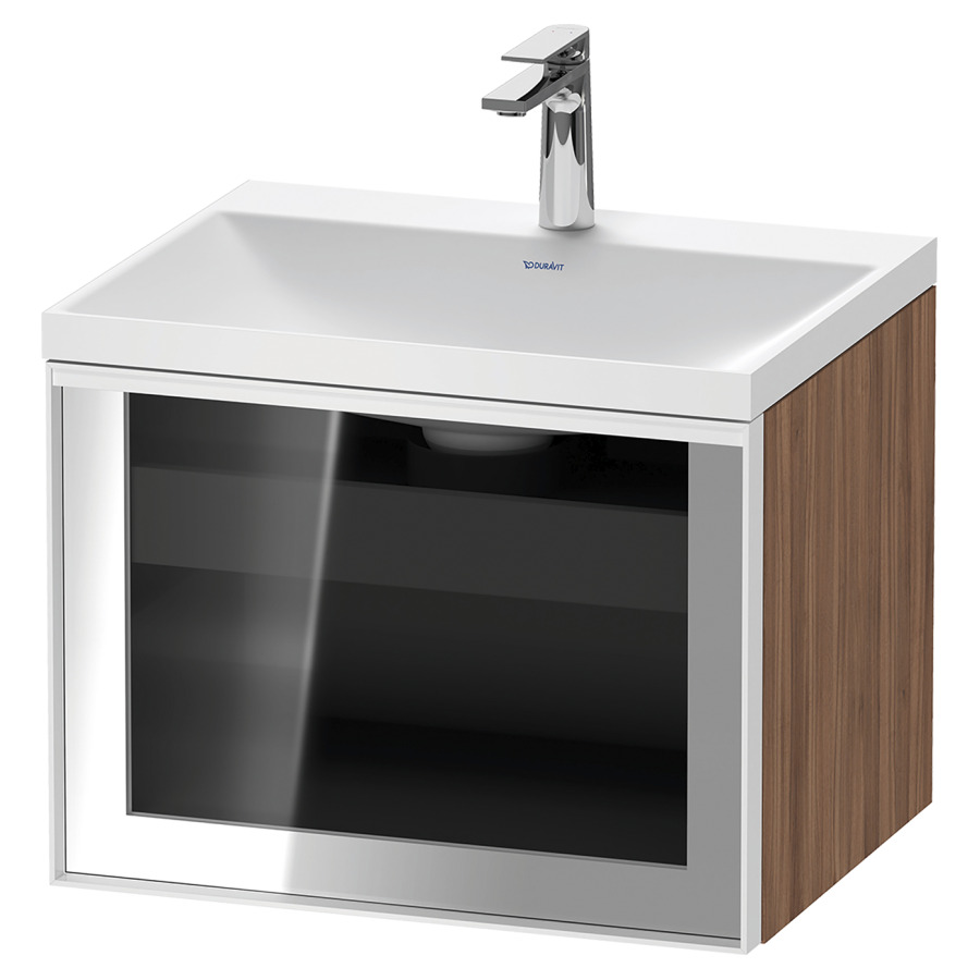 Combinaison de meuble VITRIUM
60 x 48.1 x 47.9 cm
élément de tiroir, 1&nbsp;tiroir
1&nbsp;tiroir intérieur, avec fonte minérale 
lavabo DuroCast, sans trop-plein
1 trou de robinetterie
avec siphon gain de place et vidage 
front verre parsol gris
