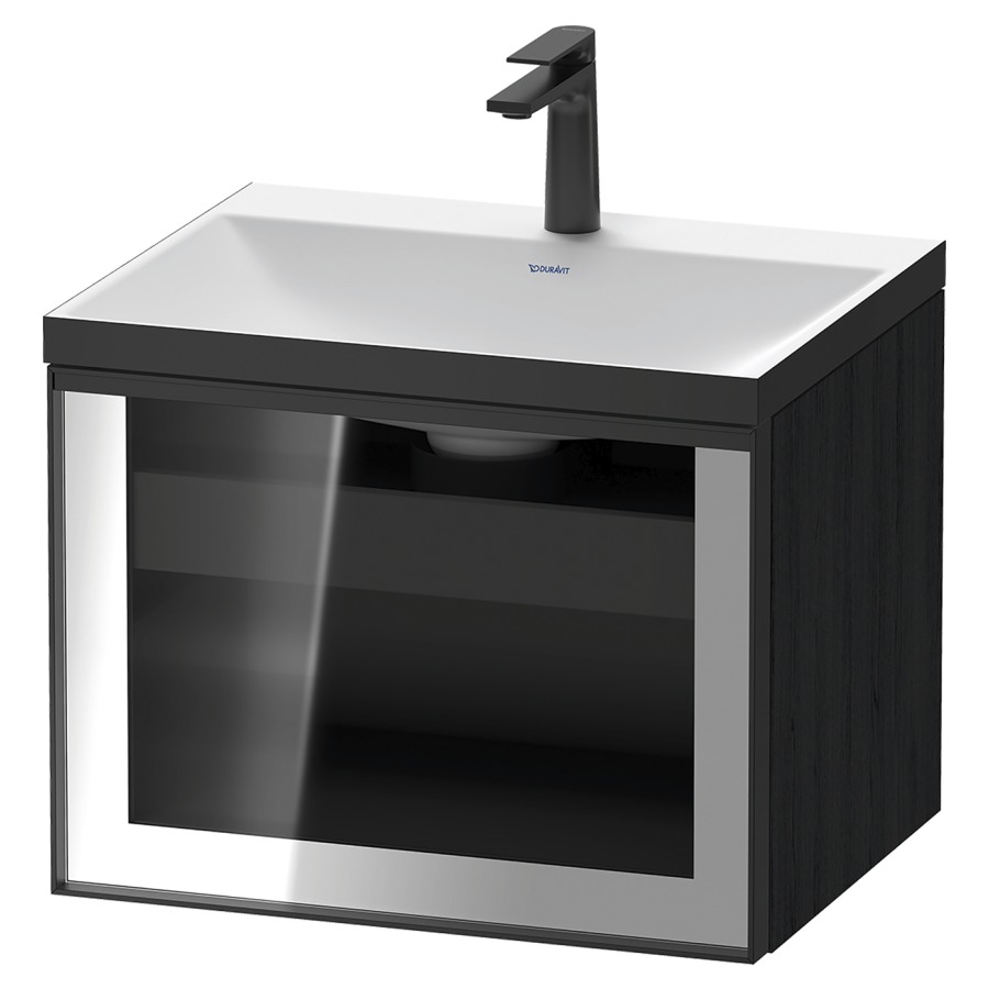 Combinaison de meuble VITRIUM
60 x 48.1 x 47.9 cm
élément de tiroir, 1&nbsp;tiroir
1&nbsp;tiroir intérieur, avec fonte minérale 
lavabo DuroCast, sans trop-plein
1 trou de robinetterie
avec siphon gain de place et vidage 
front verre parsol gris