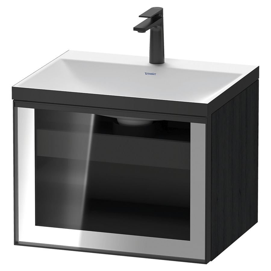 Combinaison de meuble VITRIUM
60 x 48.1 x 47.9 cm
élément de tiroir, 1&nbsp;tiroir
1&nbsp;tiroir intérieur, avec fonte minérale 
lavabo DuroCast, sans trop-plein
1 trou de robinetterie
avec siphon gain de place et vidage 
front verre parsol gris
avec éclairage intérieur
l'éclairage intérieur ne peut être commandé 
que par le miroir/l'armoire de toilette
dans la version "commande par
capteur de l'éclairage intérieur"