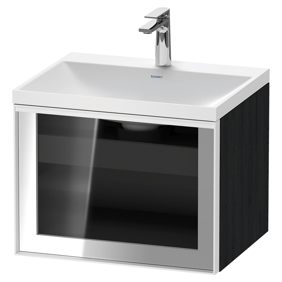 Combinaison de meuble VITRIUM
60 x 48.1 x 47.9 cm
élément de tiroir, 1&nbsp;tiroir
1&nbsp;tiroir intérieur, avec fonte minérale 
lavabo DuroCast, sans trop-plein
1 trou de robinetterie
avec siphon gain de place et vidage 
front verre parsol gris
avec éclairage intérieur
l'éclairage intérieur ne peut être commandé 
que par le miroir/l'armoire de toilette
dans la version "commande par
capteur de l'éclairage intérieur"