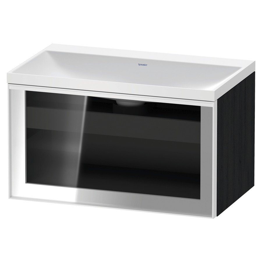 Combinaison de meuble VITRIUM
80 x 48.1 x 47.9 cm
élément de tiroir, 1&nbsp;tiroir
1&nbsp;tiroir intérieur, avec fonte minérale 
lavabo DuroCast, sans trop-plein
sans trou de robinetterie
avec siphon gain de place et vidage 
front verre parsol gris
avec éclairage intérieur
l'éclairage intérieur ne peut être commandé 
que par le miroir/l'armoire de toilette
dans la version "commande par
capteur de l'éclairage intérieur"