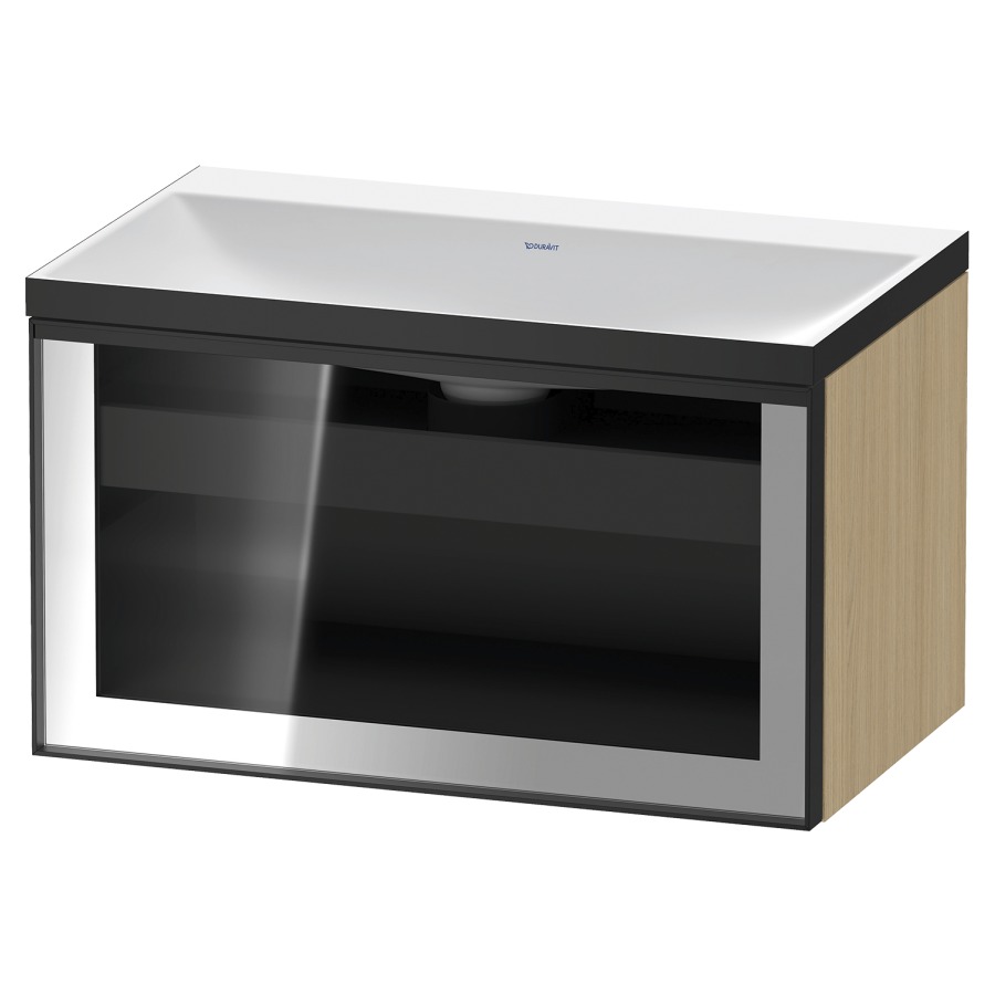 Combinaison de meuble VITRIUM
80 x 48.1 x 47.9 cm
élément de tiroir, 1&nbsp;tiroir
1&nbsp;tiroir intérieur, avec fonte minérale 
lavabo DuroCast, sans trop-plein
sans trou de robinetterie
avec siphon gain de place et vidage 
front verre parsol gris
avec éclairage intérieur
l'éclairage intérieur ne peut être commandé 
que par le miroir/l'armoire de toilette
dans la version "commande par
capteur de l'éclairage intérieur"