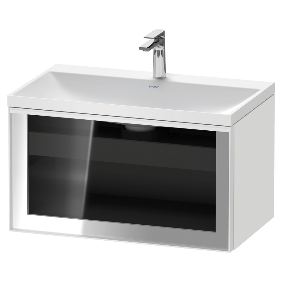 Combinaison de meuble VITRIUM
80 x 48.1 x 47.9 cm
élément de tiroir, 1&nbsp;tiroir
1&nbsp;tiroir intérieur, avec fonte minérale 
lavabo DuroCast, sans trop-plein
1 trou de robinetterie
avec siphon gain de place et vidage 
front verre parsol gris