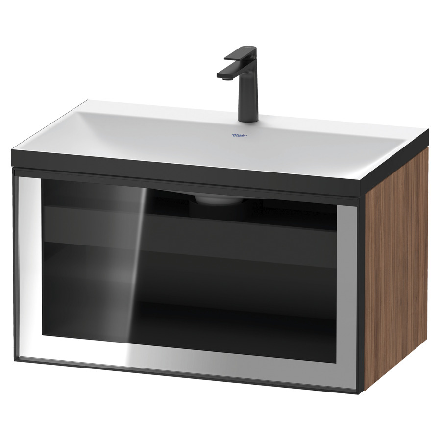 Combinaison de meuble VITRIUM
80 x 48.1 x 47.9 cm
élément de tiroir, 1&nbsp;tiroir
1&nbsp;tiroir intérieur, avec fonte minérale 
lavabo DuroCast, sans trop-plein
1 trou de robinetterie
avec siphon gain de place et vidage 
front verre parsol gris
