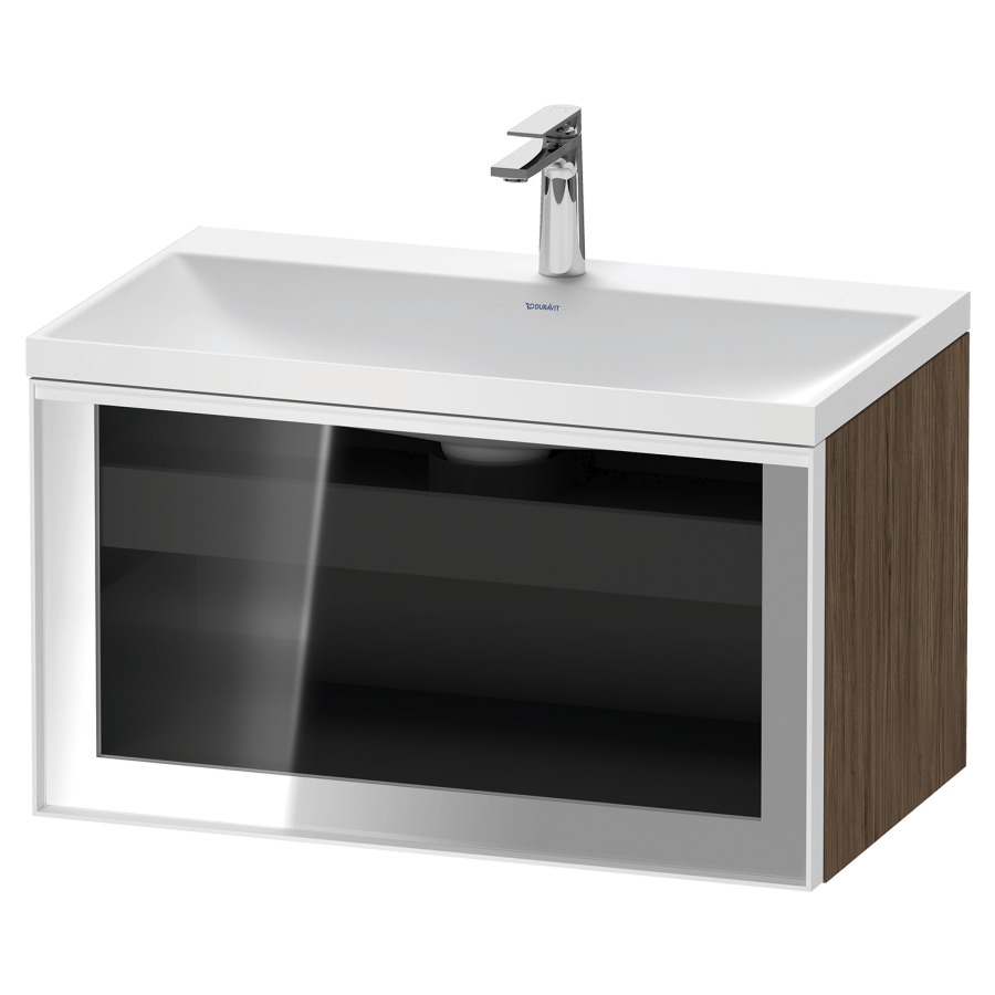 Combinaison de meuble VITRIUM
80 x 48.1 x 47.9 cm
élément de tiroir, 1&nbsp;tiroir
1&nbsp;tiroir intérieur, avec fonte minérale 
lavabo DuroCast, sans trop-plein
1 trou de robinetterie
avec siphon gain de place et vidage 
front verre parsol gris