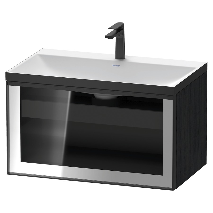 Combinaison de meuble VITRIUM
80 x 48.1 x 47.9 cm
élément de tiroir, 1&nbsp;tiroir
1&nbsp;tiroir intérieur, avec fonte minérale 
lavabo DuroCast, sans trop-plein
1 trou de robinetterie
avec siphon gain de place et vidage 
front verre parsol gris
avec éclairage intérieur
l'éclairage intérieur ne peut être commandé 
que par le miroir/l'armoire de toilette
dans la version "commande par
capteur de l'éclairage intérieur"