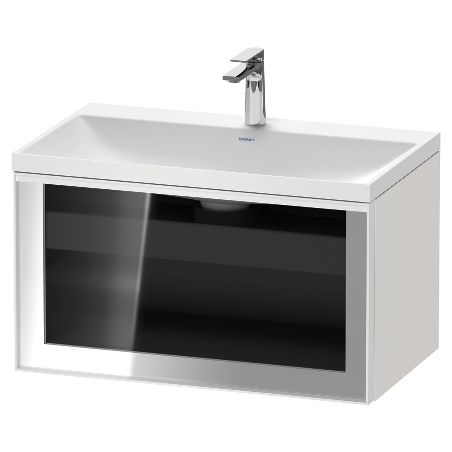Combinaison de meuble VITRIUM
80 x 48.1 x 47.9 cm
élément de tiroir, 1&nbsp;tiroir
1&nbsp;tiroir intérieur, avec fonte minérale 
lavabo DuroCast, sans trop-plein
1 trou de robinetterie
avec siphon gain de place et vidage 
front verre parsol gris
avec éclairage intérieur
l'éclairage intérieur ne peut être commandé 
que par le miroir/l'armoire de toilette
dans la version "commande par
capteur de l'éclairage intérieur"