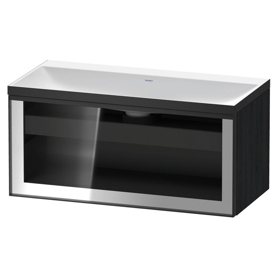 Combinaison de meuble VITRIUM
100 x 48.1 x 47.9 cm
élément de tiroir, 1&nbsp;tiroir
1&nbsp;tiroir intérieur, avec fonte minérale 
lavabo DuroCast, sans trop-plein
sans trou de robinetterie
avec siphon gain de place et vidage 
front verre parsol gris
avec éclairage intérieur
l'éclairage intérieur ne peut être commandé 
que par le miroir/l'armoire de toilette
dans la version "commande par
capteur de l'éclairage intérieur"