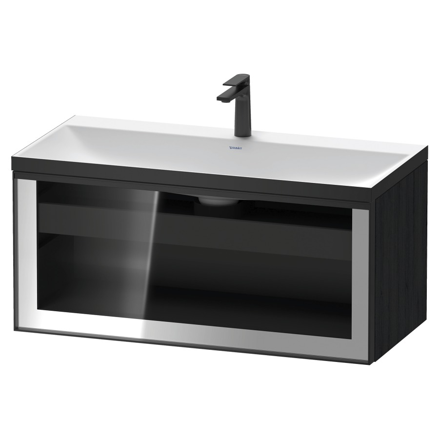 Combinaison de meuble VITRIUM
100 x 48.1 x 47.9 cm
élément de tiroir, 1&nbsp;tiroir
1&nbsp;tiroir intérieur, avec fonte minérale 
lavabo DuroCast, sans trop-plein
1 trou de robinetterie
avec siphon gain de place et vidage 
front verre parsol gris