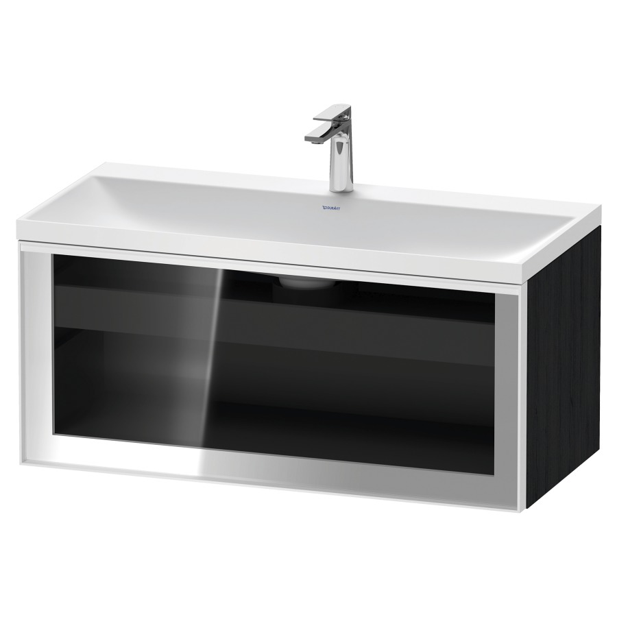 Combinaison de meuble VITRIUM
100 x 48.1 x 47.9 cm
élément de tiroir, 1&nbsp;tiroir
1&nbsp;tiroir intérieur, avec fonte minérale 
lavabo DuroCast, sans trop-plein
1 trou de robinetterie
avec siphon gain de place et vidage 
front verre parsol gris