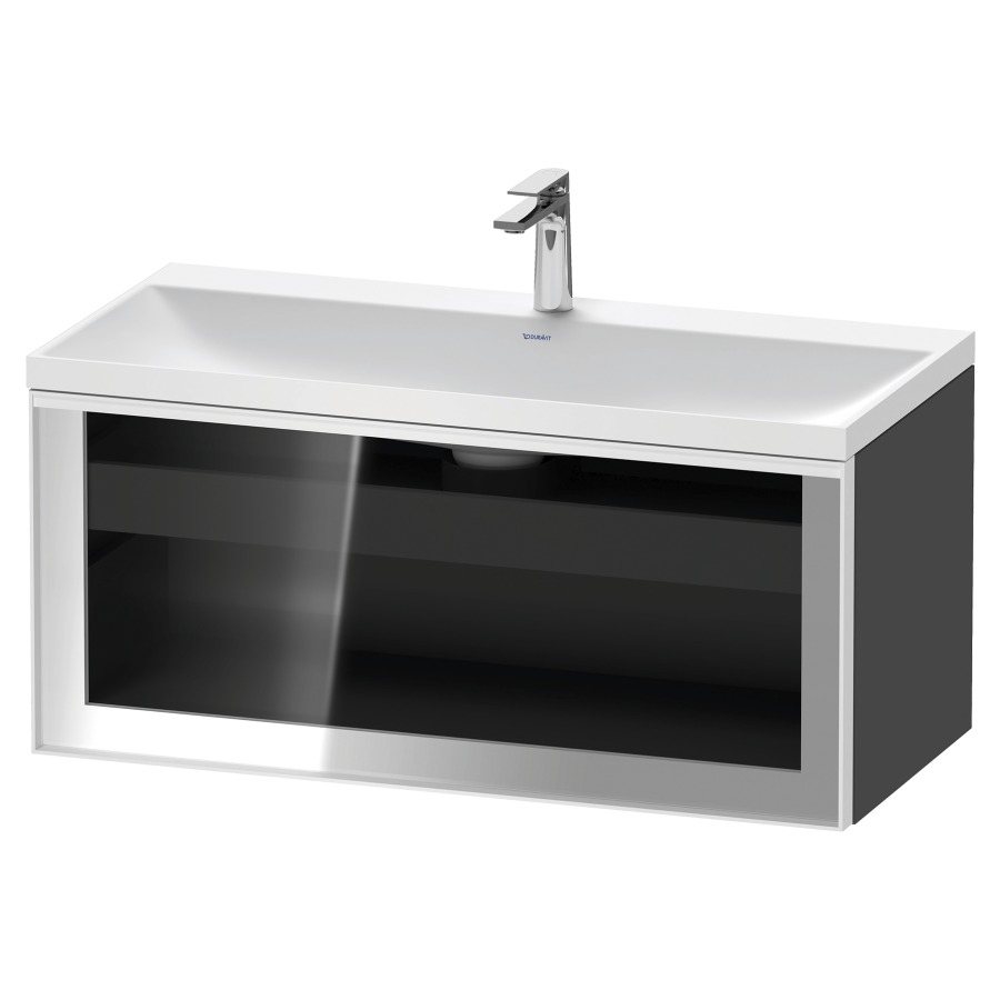 Combinaison de meuble VITRIUM
100 x 48.1 x 47.9 cm
élément de tiroir, 1&nbsp;tiroir
1&nbsp;tiroir intérieur, avec fonte minérale 
lavabo DuroCast, sans trop-plein
1 trou de robinetterie
avec siphon gain de place et vidage 
front verre parsol gris