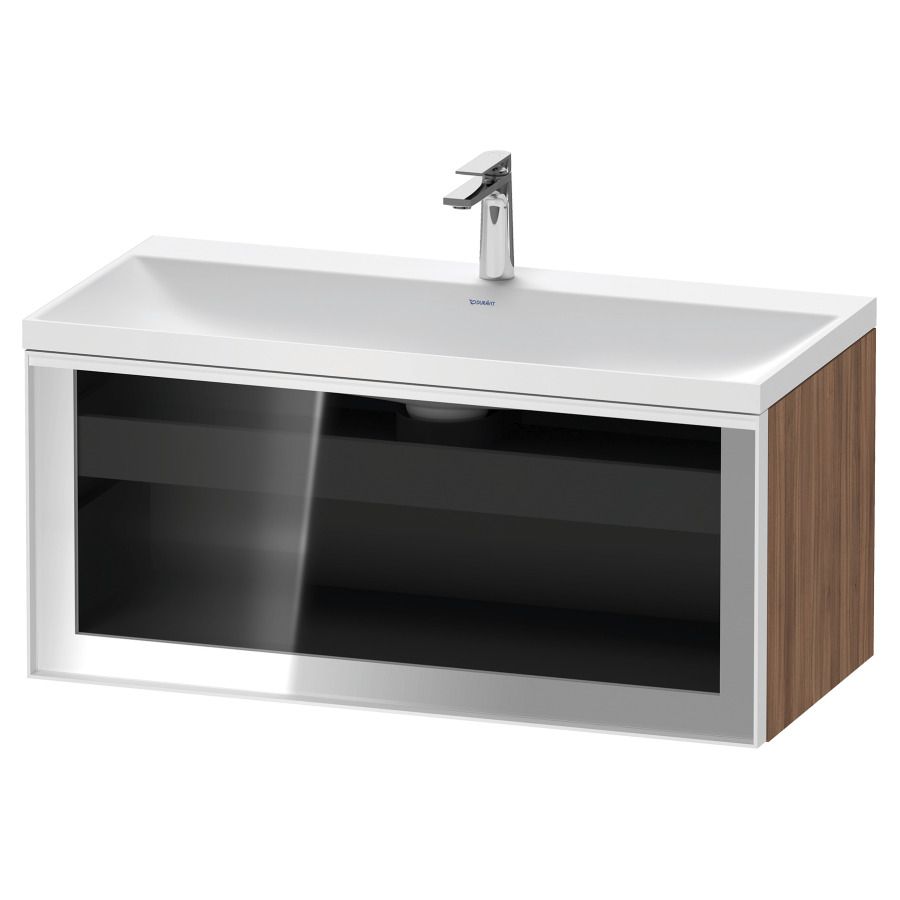 Combinaison de meuble VITRIUM
100 x 48.1 x 47.9 cm
élément de tiroir, 1&nbsp;tiroir
1&nbsp;tiroir intérieur, avec fonte minérale 
lavabo DuroCast, sans trop-plein
1 trou de robinetterie
avec siphon gain de place et vidage 
front verre parsol gris
avec éclairage intérieur
l'éclairage intérieur ne peut être commandé 
que par le miroir/l'armoire de toilette
dans la version "commande par
capteur de l'éclairage intérieur"