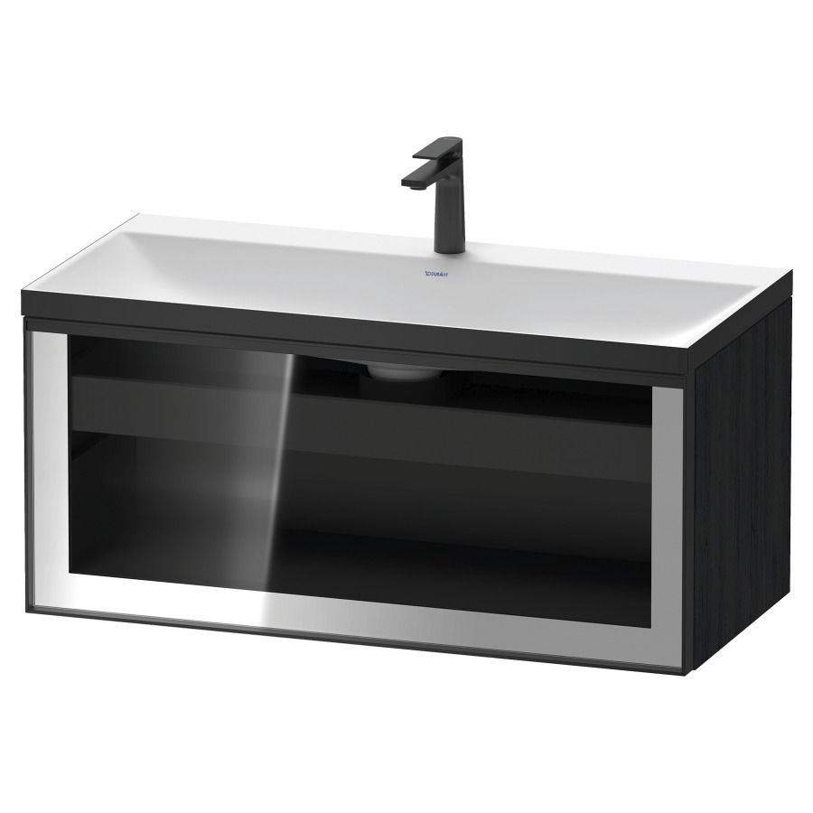 Combinaison de meuble VITRIUM
100 x 48.1 x 47.9 cm
élément de tiroir, 1&nbsp;tiroir
1&nbsp;tiroir intérieur, avec fonte minérale 
lavabo DuroCast, sans trop-plein
1 trou de robinetterie
avec siphon gain de place et vidage 
front verre parsol gris
avec éclairage intérieur
l'éclairage intérieur ne peut être commandé 
que par le miroir/l'armoire de toilette
dans la version "commande par
capteur de l'éclairage intérieur"