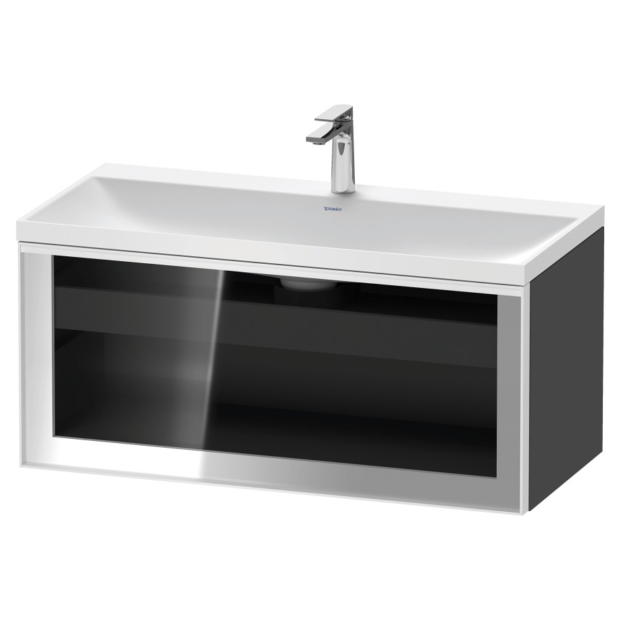 Combinaison de meuble VITRIUM
100 x 48.1 x 47.9 cm
élément de tiroir, 1&nbsp;tiroir
1&nbsp;tiroir intérieur, avec fonte minérale 
lavabo DuroCast, sans trop-plein
1 trou de robinetterie
avec siphon gain de place et vidage 
front verre parsol gris
avec éclairage intérieur
l'éclairage intérieur ne peut être commandé 
que par le miroir/l'armoire de toilette
dans la version "commande par
capteur de l'éclairage intérieur"