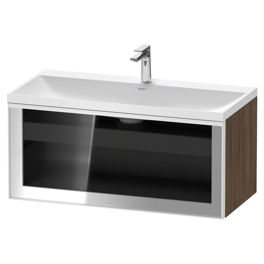 Combinaison de meuble VITRIUM
100 x 48.1 x 47.9 cm
élément de tiroir, 1&nbsp;tiroir
1&nbsp;tiroir intérieur, avec fonte minérale 
lavabo DuroCast, sans trop-plein
1 trou de robinetterie
avec siphon gain de place et vidage 
front verre parsol gris
avec éclairage intérieur
l'éclairage intérieur ne peut être commandé 
que par le miroir/l'armoire de toilette
dans la version "commande par
capteur de l'éclairage intérieur"