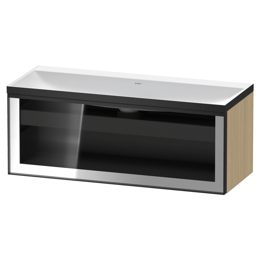 Combinaison de meuble VITRIUM
120 x 48.1 x 47.9 cm
élément de tiroir, 1&nbsp;tiroir
1&nbsp;tiroir intérieur, avec fonte minérale 
lavabo DuroCast, sans trop-plein
sans trou de robinetterie
avec siphon gain de place et vidage 
front verre parsol gris
avec éclairage intérieur
l'éclairage intérieur ne peut être commandé 
que par le miroir/l'armoire de toilette
dans la version "commande par
capteur de l'éclairage intérieur"