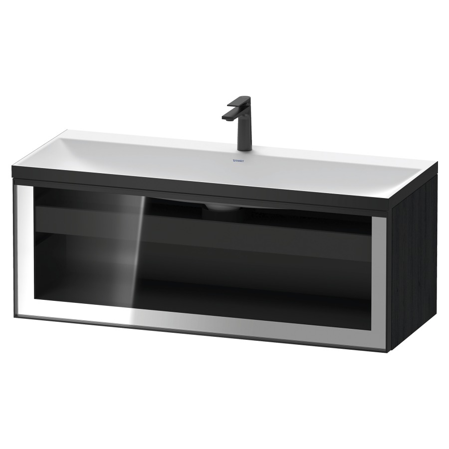 Combinaison de meuble VITRIUM
120 x 48.1 x 47.9 cm
élément de tiroir, 1&nbsp;tiroir
1&nbsp;tiroir intérieur, avec fonte minérale 
lavabo DuroCast, sans trop-plein
1 trou de robinetterie
avec siphon gain de place et vidage 
front verre parsol gris