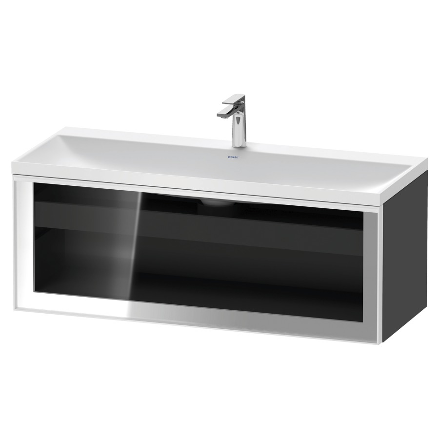 Combinaison de meuble VITRIUM
120 x 48.1 x 47.9 cm
élément de tiroir, 1&nbsp;tiroir
1&nbsp;tiroir intérieur, avec fonte minérale 
lavabo DuroCast, sans trop-plein
1 trou de robinetterie
avec siphon gain de place et vidage 
front verre parsol gris